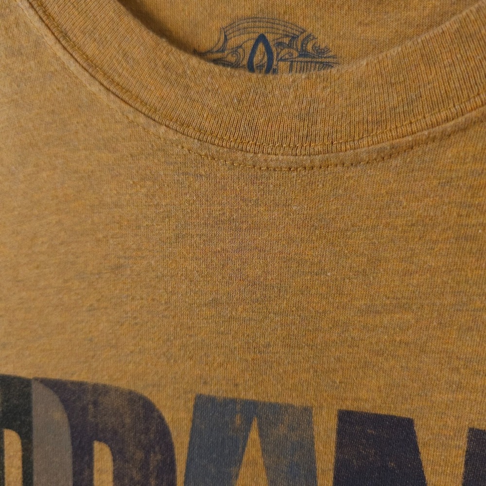 prAna Lock Tee Shirt Men Medium Yellow Crew Neck Graphic Hiking Outdoors Gorpore - Picture 11 of 12